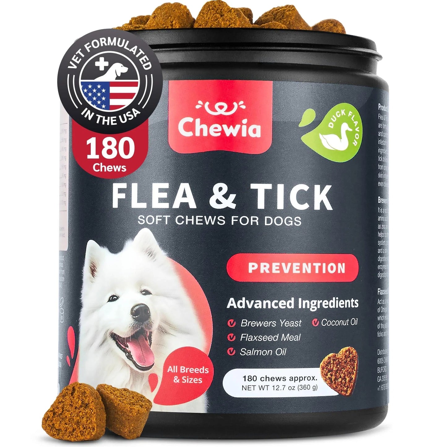 Dog Flea And Tick Treatment Chewables Treats Immune Support Supplement