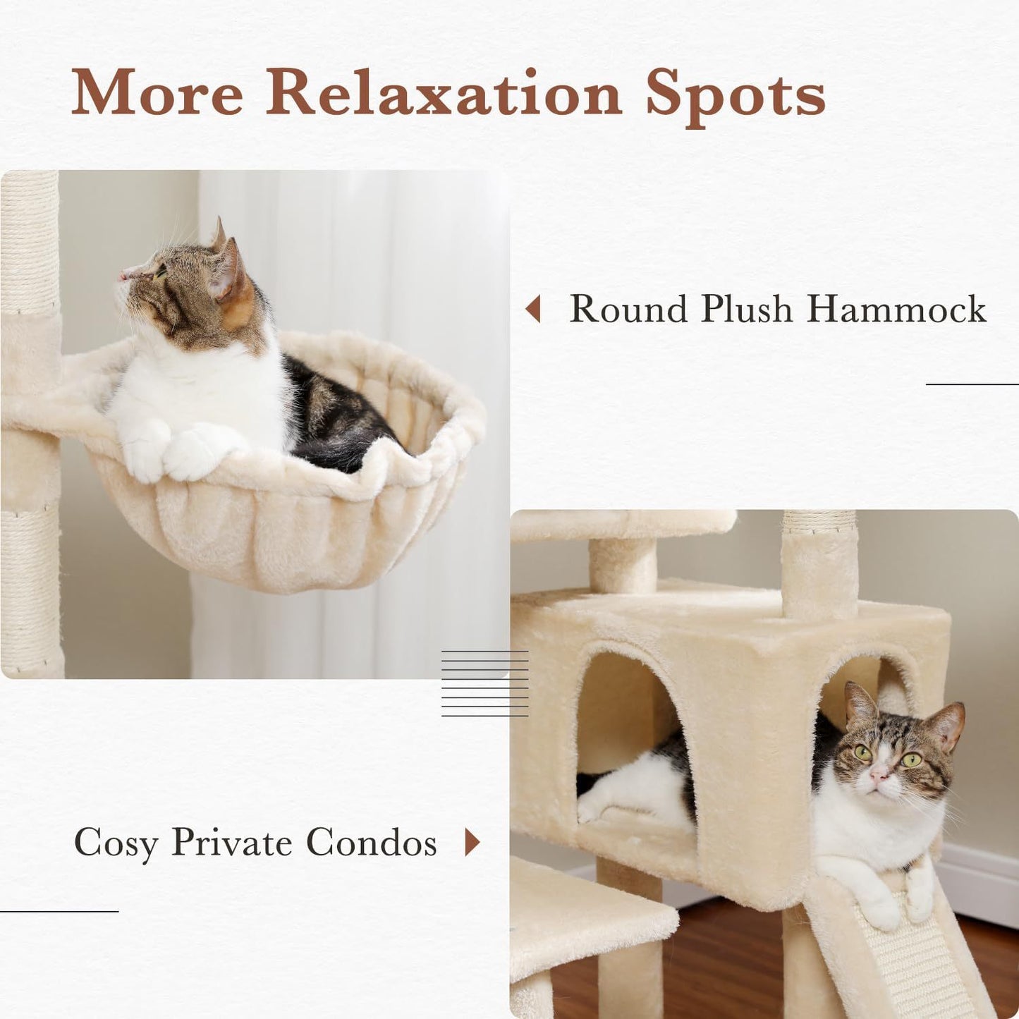 60.62 Inches Multi-Level Cat Tree Cat Tower For Indoor Cats With Sisal-Covered Scratching Post