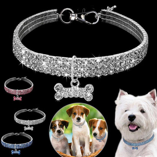 Bling Rhinestone Crystal Puppy Chihuahua Collars For Small Medium Dogs Cats