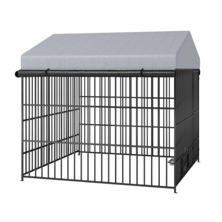 Large Dog Kennel Outdoor Pet Pens Dogs Run Enclosure Animal Hutch Metal Coop Fence With Roof Cover 6.6L X 6.6W X 6.4H