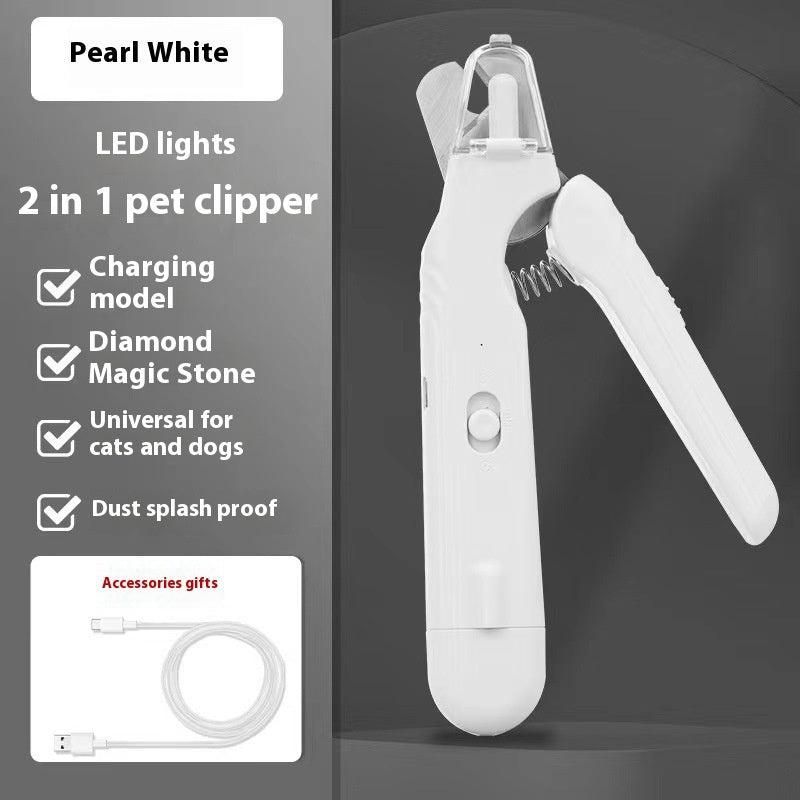 Pet Led Nail Clippers Type-c Rechargeable Nail Polish Scissors Two-in-one