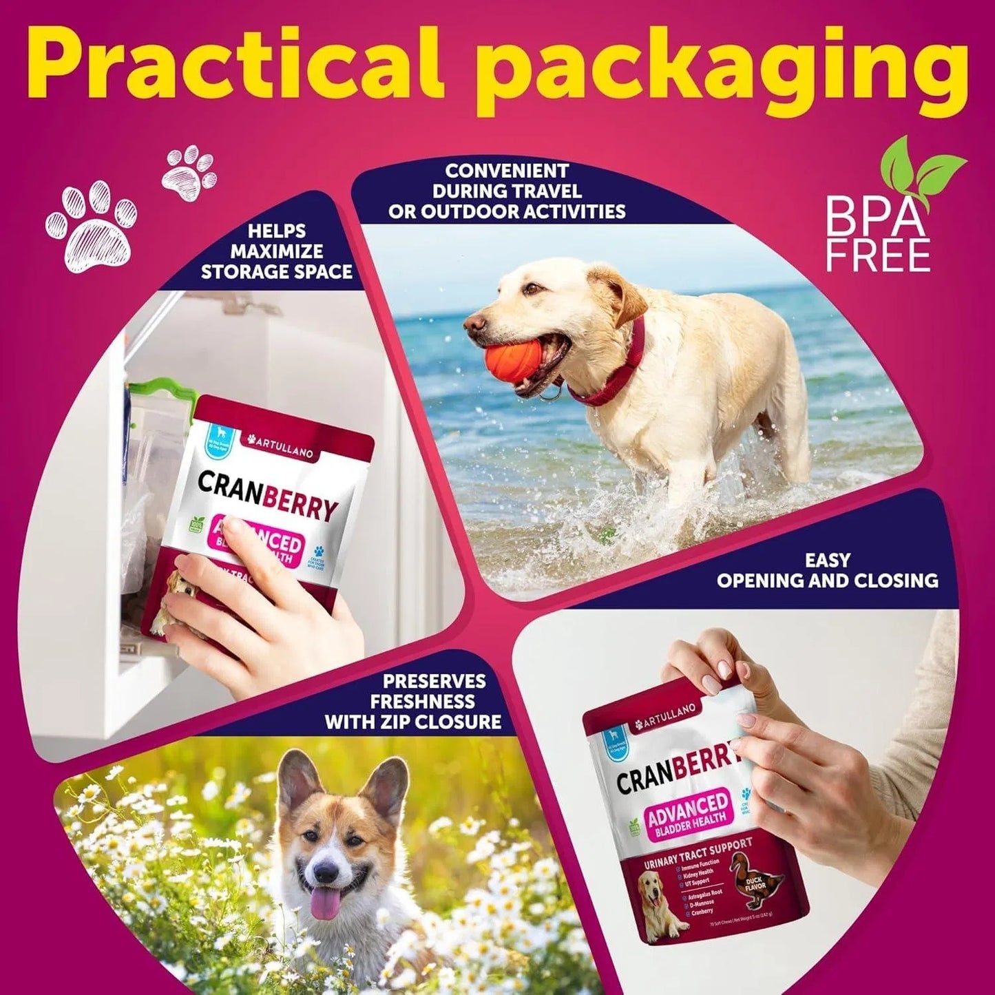 Dog UTI Treatment Cranberry Supplement Bladder Control Urinary Tract Infection Medicine Treats 70 Soft Chews