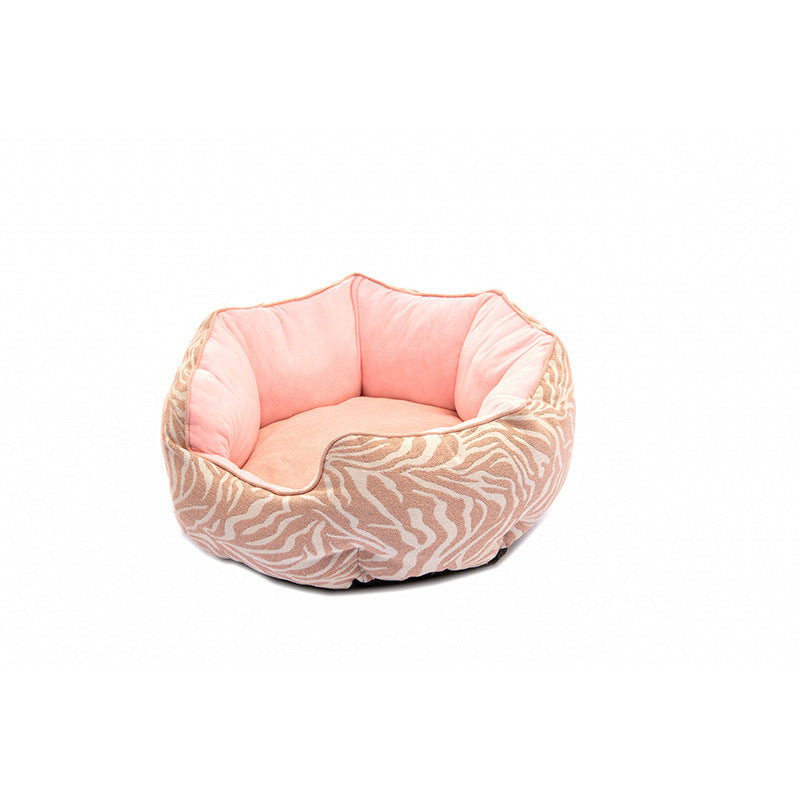 Dog/Cat Bed Soft Wool Point Design With Removable Mats Octagonal Shape Kennel Sofa