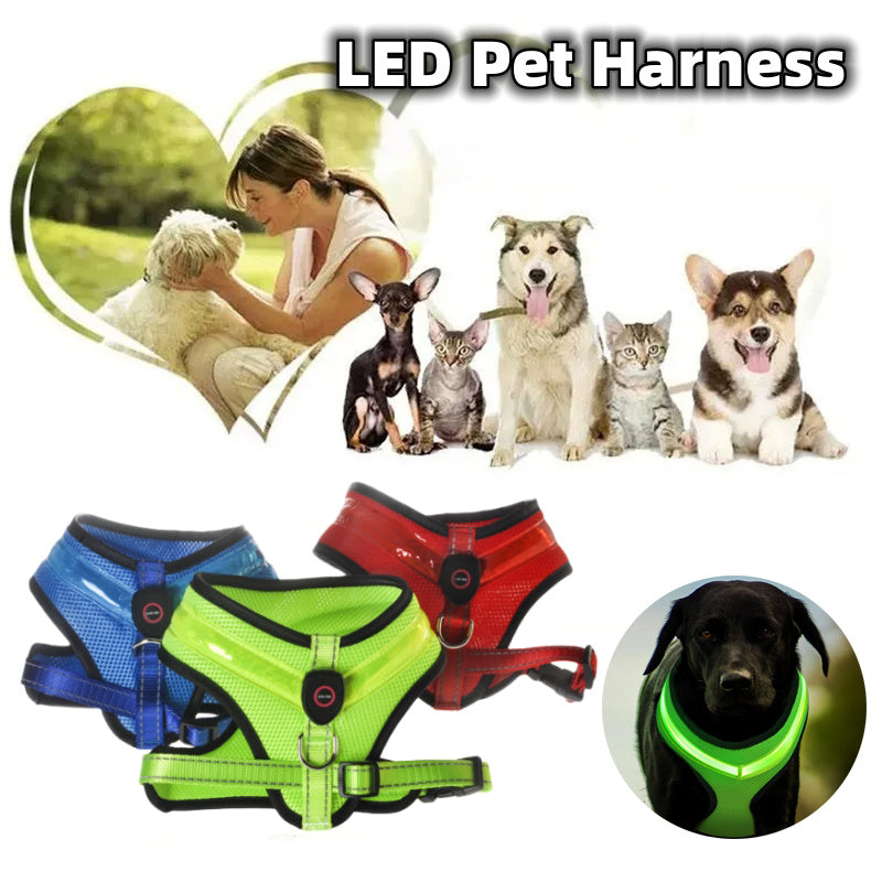 LED Luminous Dog Led USB Charging Dog Chest Strap Vest Pet Safety Reflective Harness Pet Vest For Puppy Large Dog Pet Products