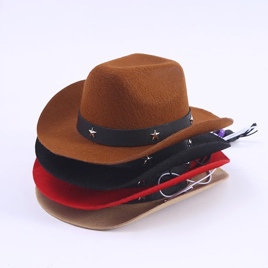 Polyester Woven Mini Hat Pet Decoration Western Cowboy Hat