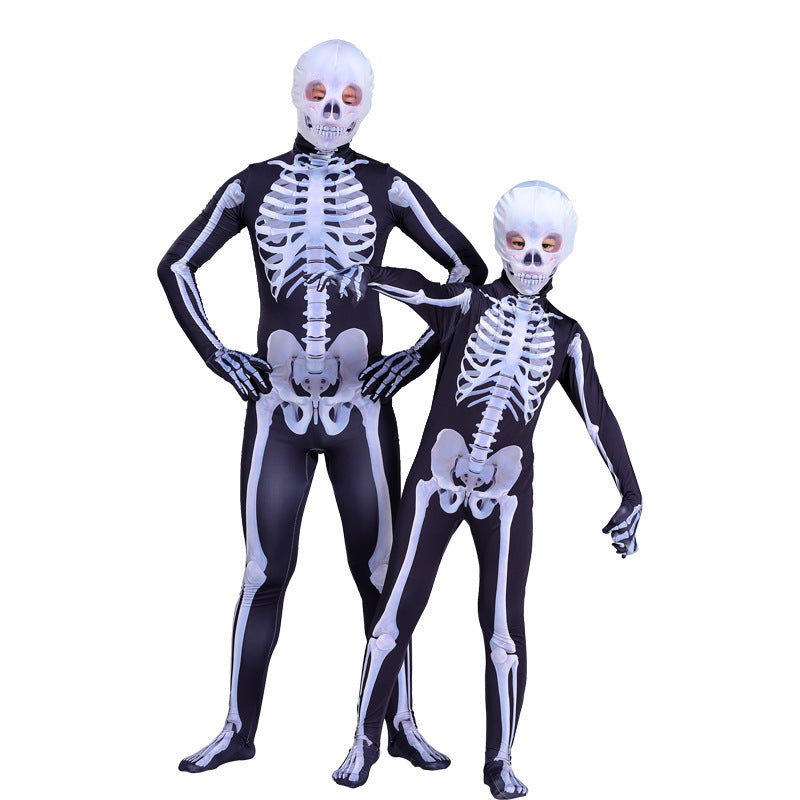 Halloween Scary Skeleton Skull Costume Jumpsuit Carnival Party Clothing