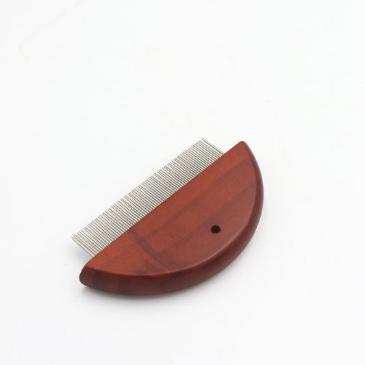 Pet Knotted Stainless Steel Row Comb For Cats And Dogs Flea Comb With Wooden Handle