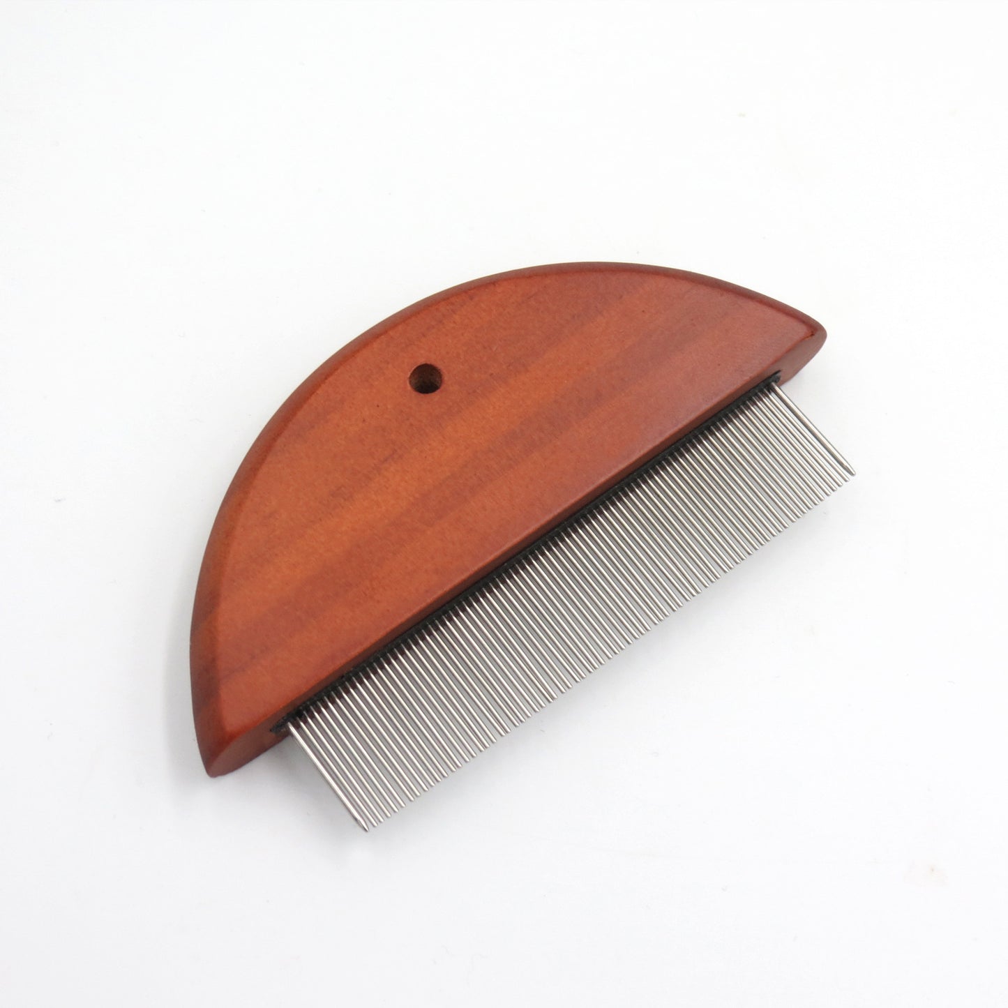 Pet Knotted Stainless Steel Row Comb For Cats And Dogs Flea Comb With Wooden Handle