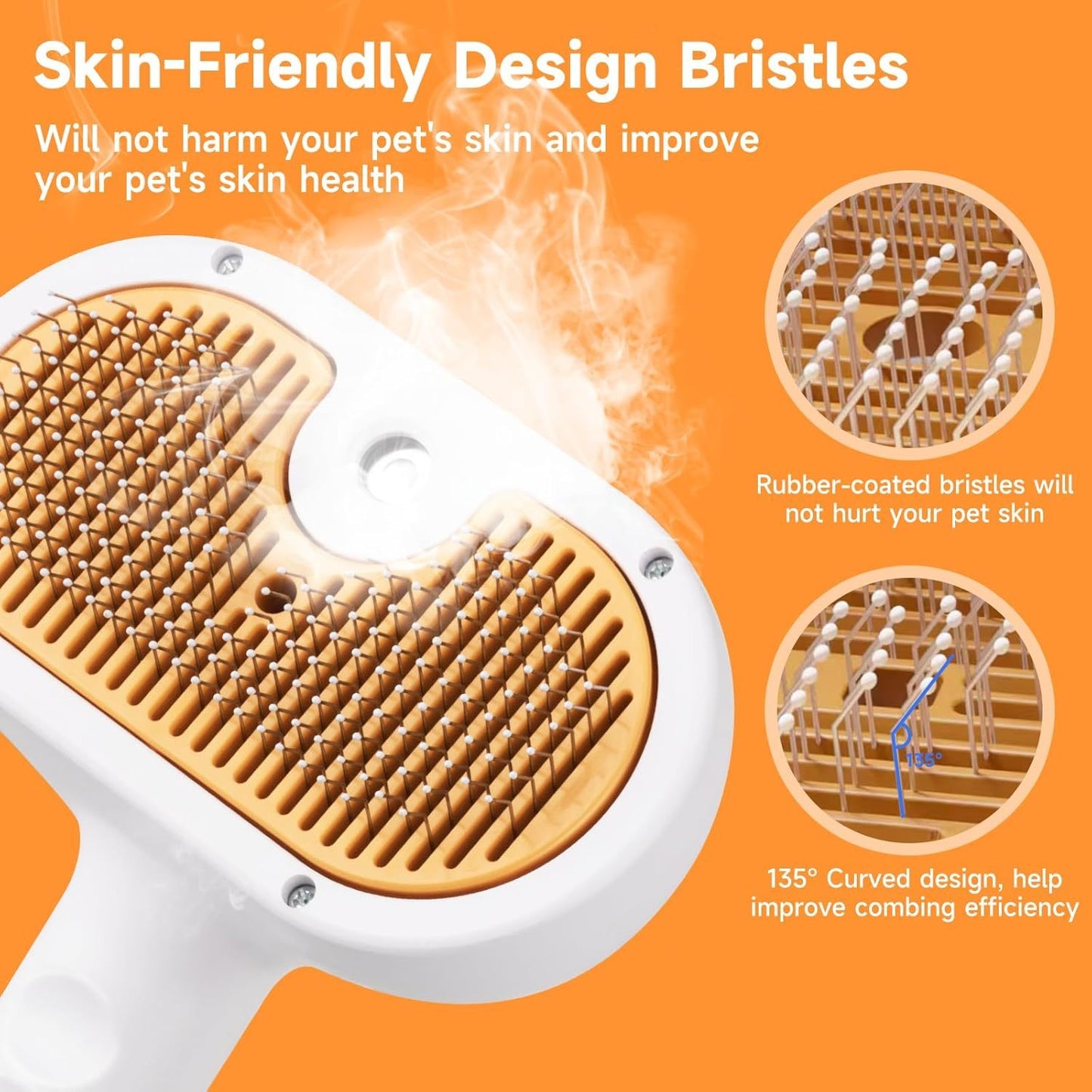 Universal Pet Steam Brush For Cats And Dogs 3-in-1 Spray Hair Removal Comb With Waterless Shampoo And Ear Towel,