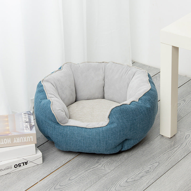 Dog/Cat Bed Soft Wool Point Design With Removable Mats Octagonal Shape Kennel Sofa