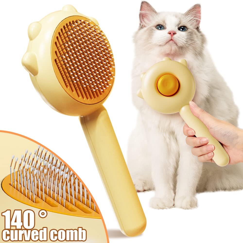 Pet Hair Cleaner Grooming Brush With Release Button Pet Hair Cleaner Massage Brush