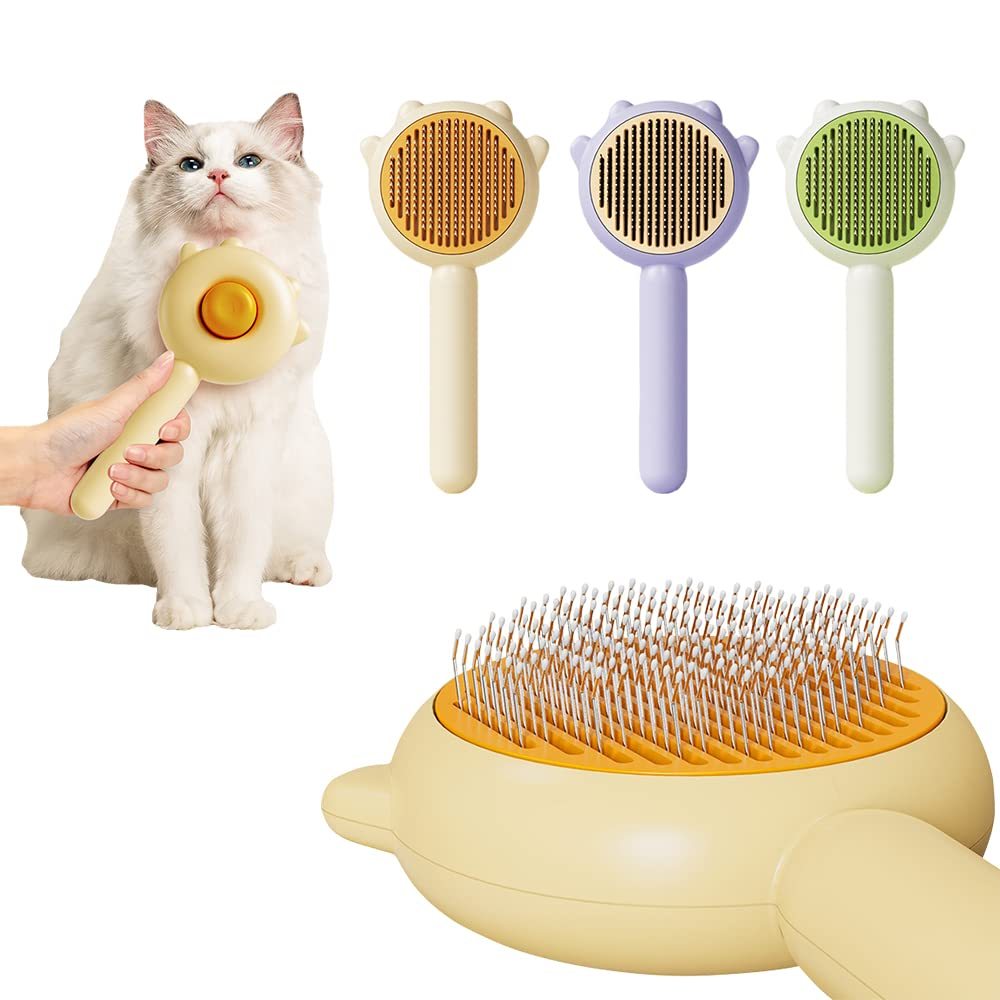 Pet Hair Cleaner Grooming Brush With Release Button Pet Hair Cleaner Massage Brush