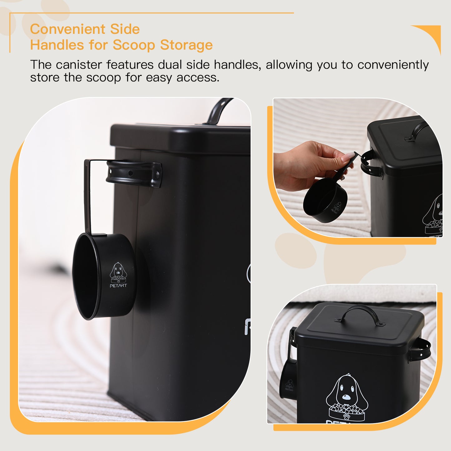 Dog Food Storage Container With Dog Ball Toy, Metal Pet Food Storage Containers,Cat Food Storage Container With Spoon & Cute Desiccant