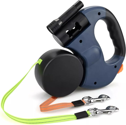 Retractable Lead Leash Double  Dual Doggie 2 Dog 50 Pounds For Pet