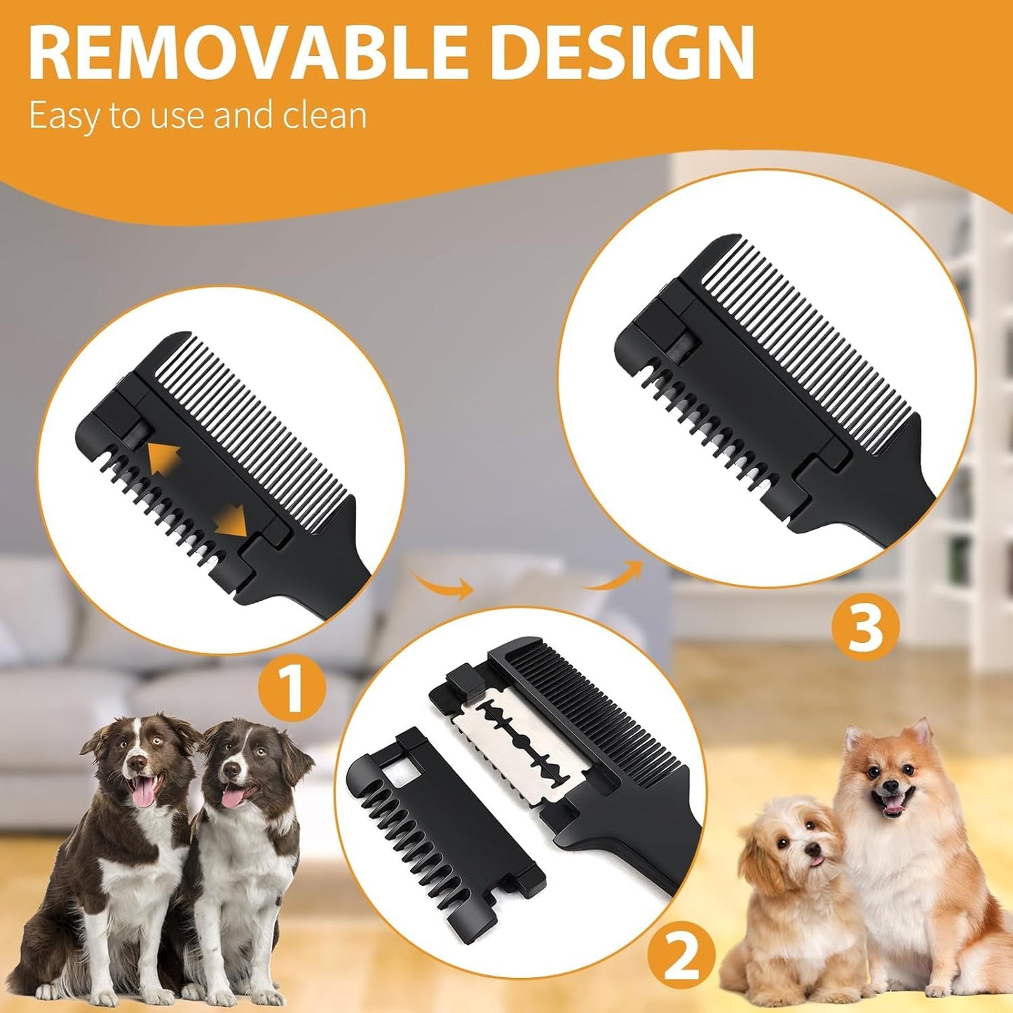 Razor Comb With Extra Blades 2 In 1 Trimming Grooming Brush That Cuts Dog Cat Pet Hair