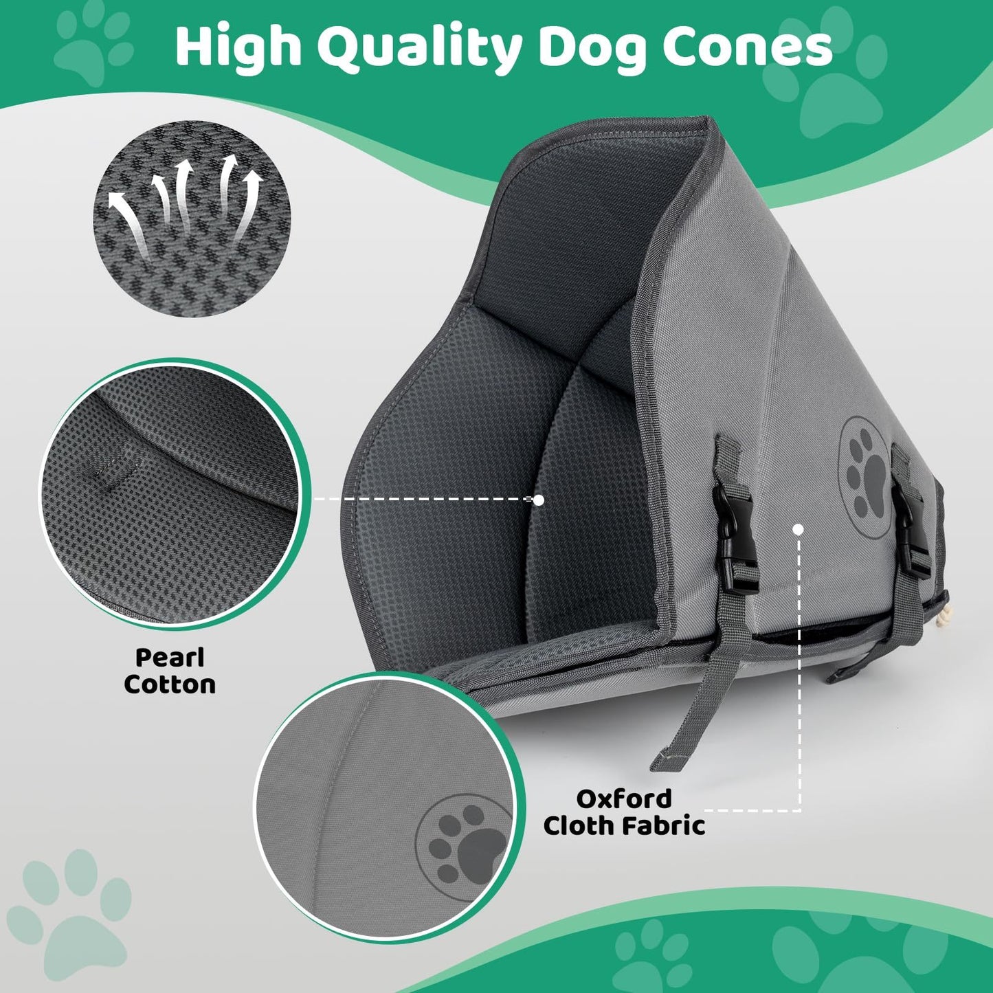IFurffy Dog Cone For After Surgery,Breathable For Large Medium Small Size Dog, Adjustable Drawstring And Buckle Dog Recovery To Stop Licking And Scratching Wound,XL