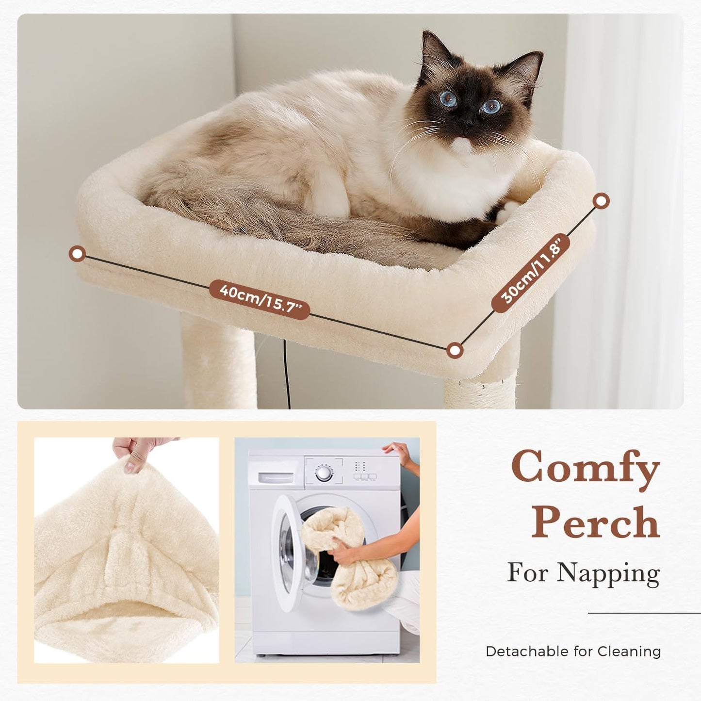 60.62 Inches Multi-Level Cat Tree Cat Tower For Indoor Cats With Sisal-Covered Scratching Post