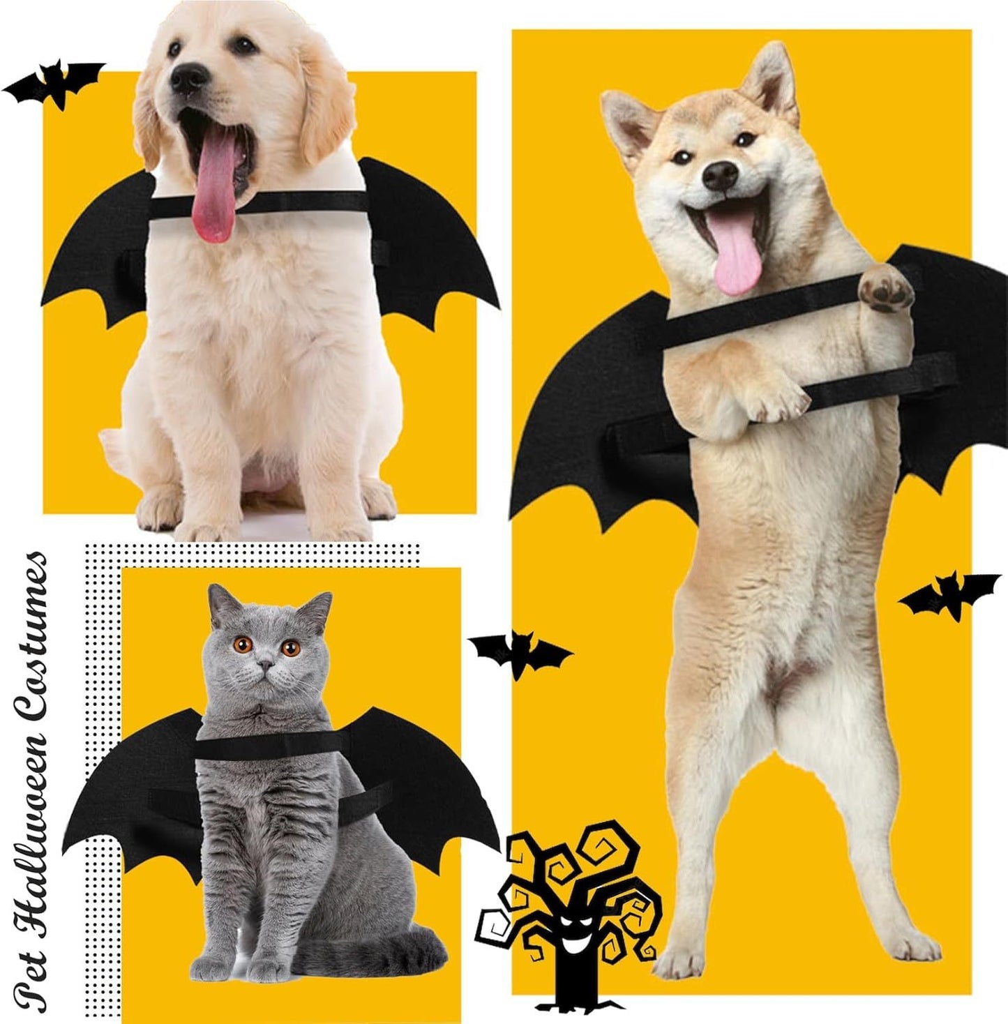 Dog Halloween Bat Costume Cool Luminous Skeleton Bone Bat Wings Pets Cosplay