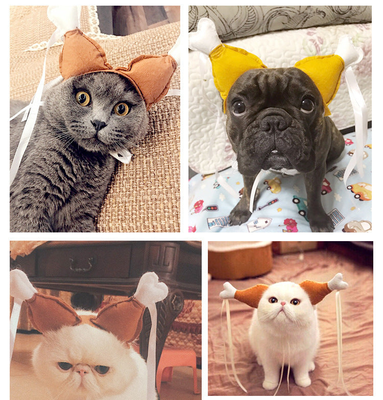 Pet Funny Chicken Leg Concave Shape Cat Dog Funny Headdress