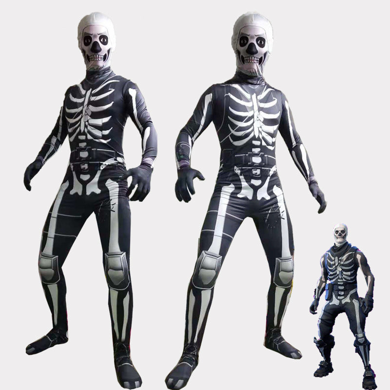 Halloween Scary Skeleton Skull Costume Jumpsuit Carnival Party Clothing