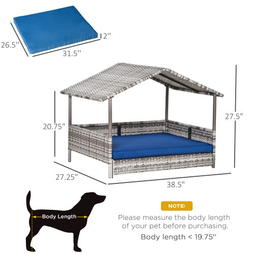 The Rattan Waterproof Dog House Outdoors With A Canopy