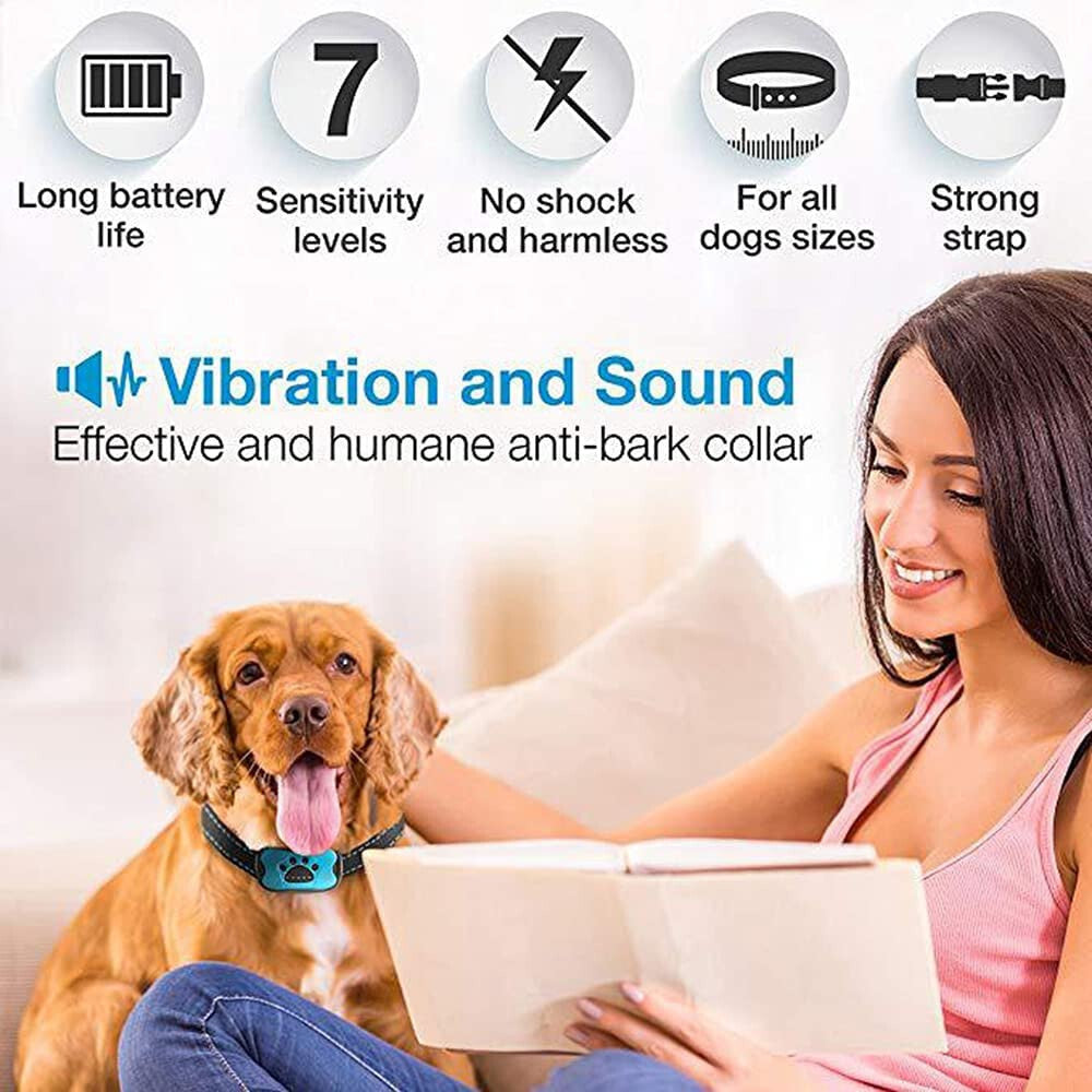 Anti Bark Collar Stop Dog Barking Sound Vibration S-M-L Adjustable Rechargeable