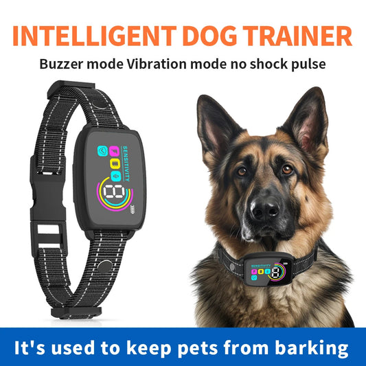 Smart Automatic Anti Barking Dog Collar Rechargeable HD Digital Display IP67 Waterproof
