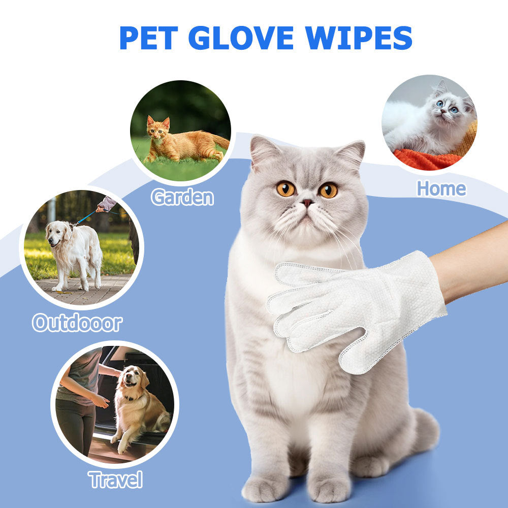 Gloves For Dog And Cat, Wipes Cleaning & Deodorizing, For Body Paws Daily Care,Grooming Wipes Cleaning Fur Traveling Rinse Free,6PCS-1PACK