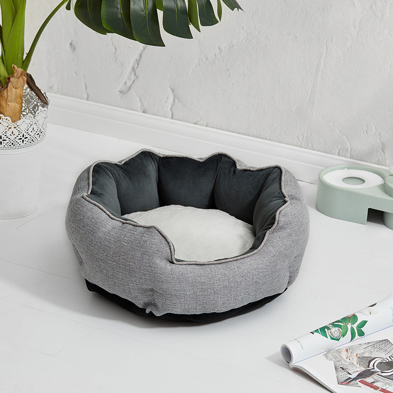 Dog/Cat Bed Soft Wool Point Design With Removable Mats Octagonal Shape Kennel Sofa