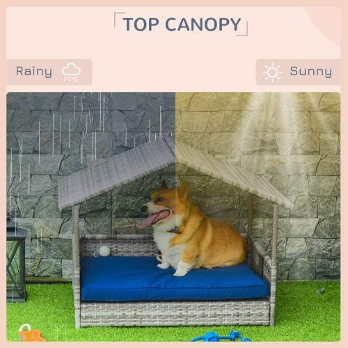 The Rattan Waterproof Dog House Outdoors With A Canopy