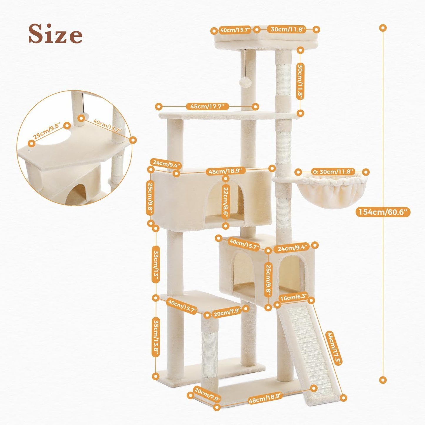 60.62 Inches Multi-Level Cat Tree Cat Tower For Indoor Cats With Sisal-Covered Scratching Post