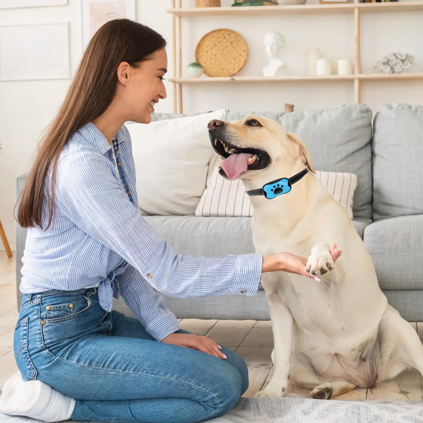 Anti Bark Collar Stop Dog Barking Sound Vibration S-M-L Adjustable Rechargeable