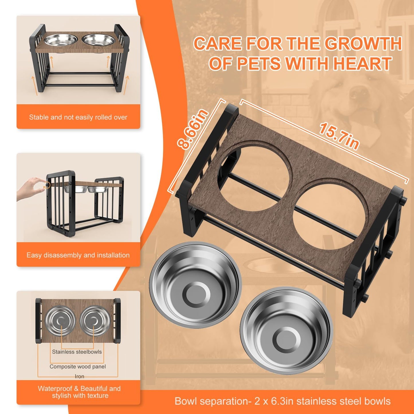 H-shaped Iron Frame Lifting Dog Bowl