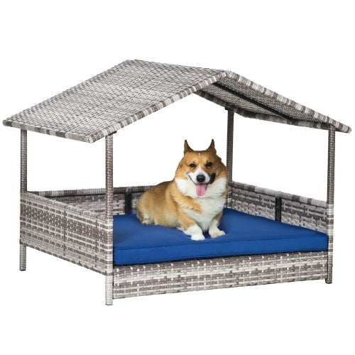The Rattan Waterproof Dog House Outdoors With A Canopy