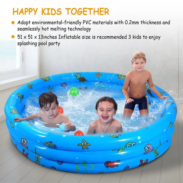 51x13In Inflatable Swimming Pool Blow Up Foldable Swim Ball Pool For Small Kids&/Or Pets