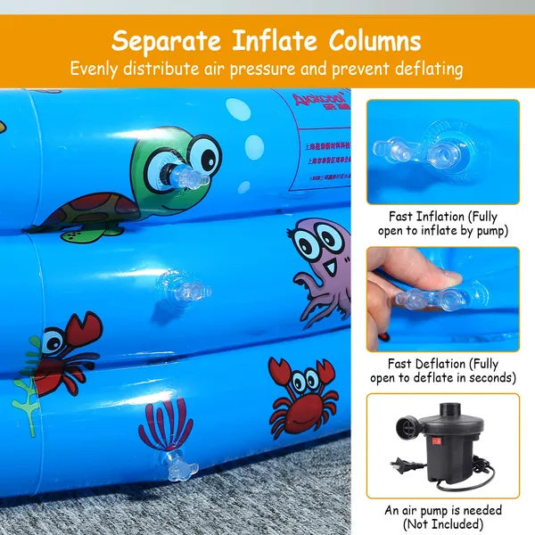 51x13In Inflatable Swimming Pool Blow Up Foldable Swim Ball Pool For Small Kids&/Or Pets