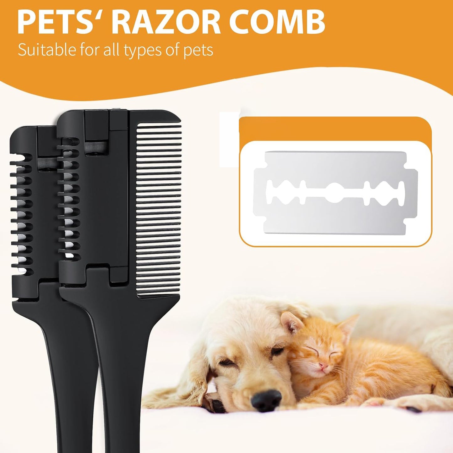 Razor Comb With Extra Blades 2 In 1 Trimming Grooming Brush That Cuts Dog Cat Pet Hair