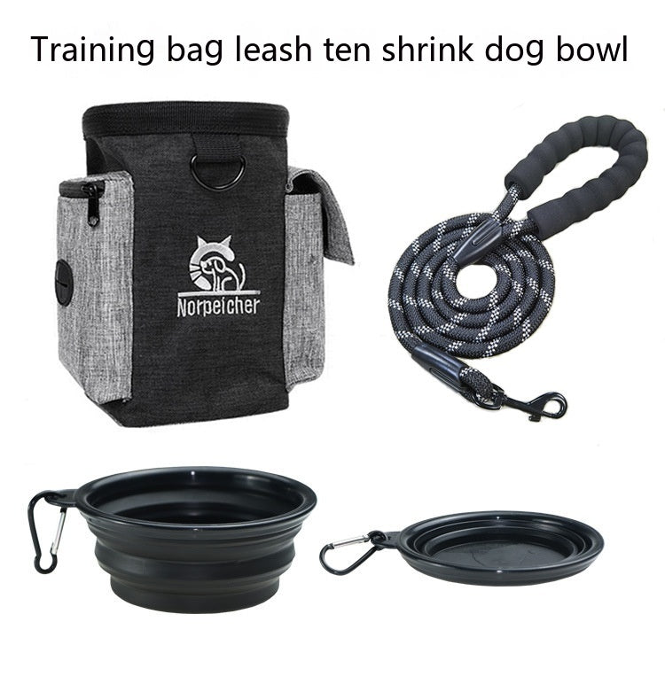 Pet Training Three-piece Set Hand Holding Rope Dog Bowl