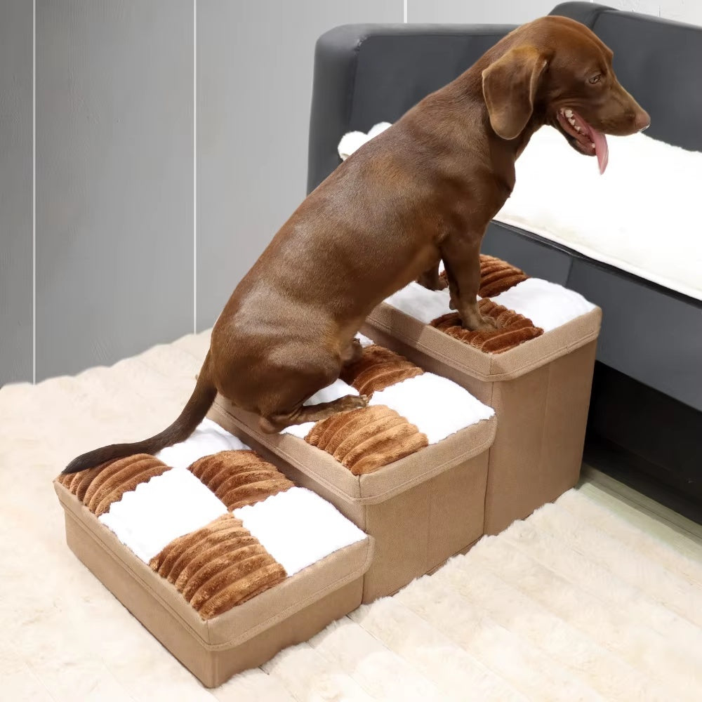 *Free Shipping Luxury Chessboard Handmade Steps With Dog Stairs And Storage Space