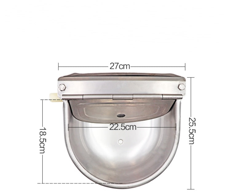 Stainless steel drinking bowl for cattle