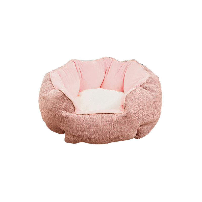 Dog/Cat Bed Soft Wool Point Design With Removable Mats Octagonal Shape Kennel Sofa