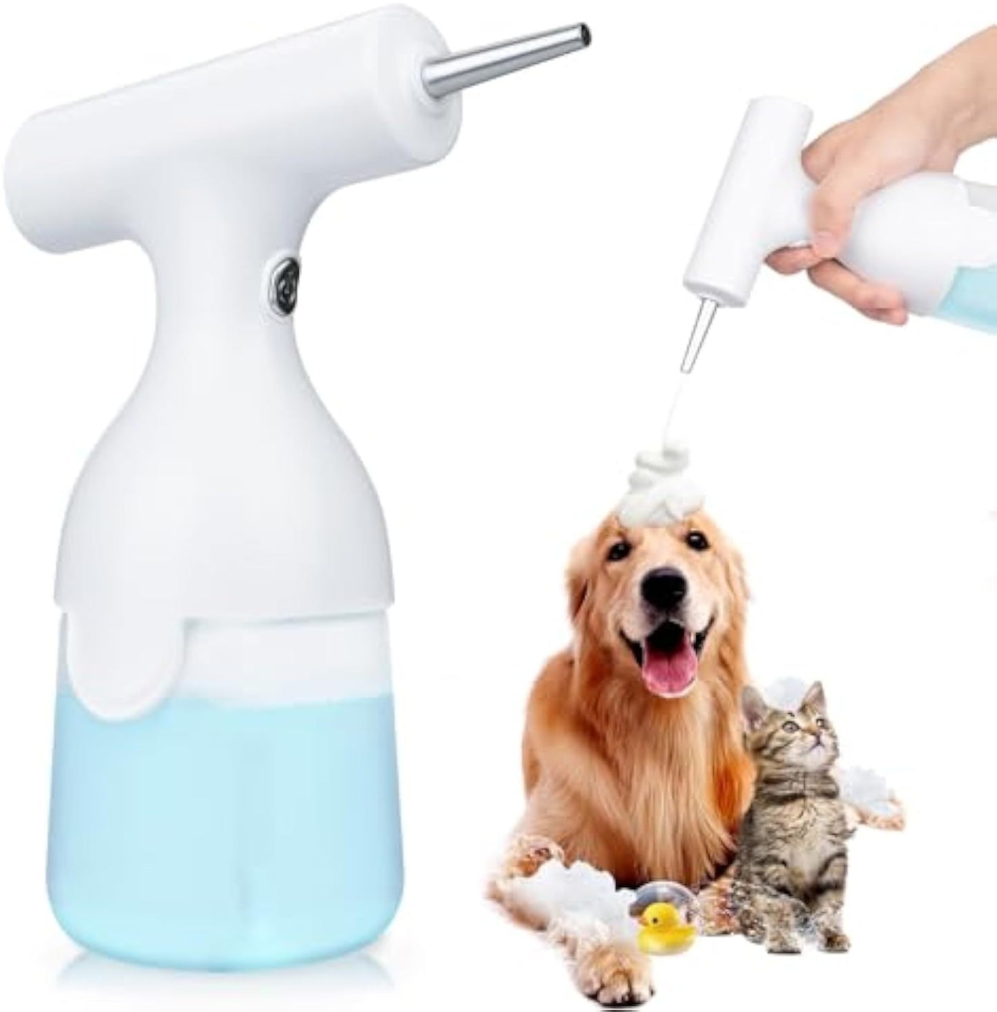 Electric Dog Cleaning Foam Soap Dispenser For Pet Bath Rechargable And USB Cable