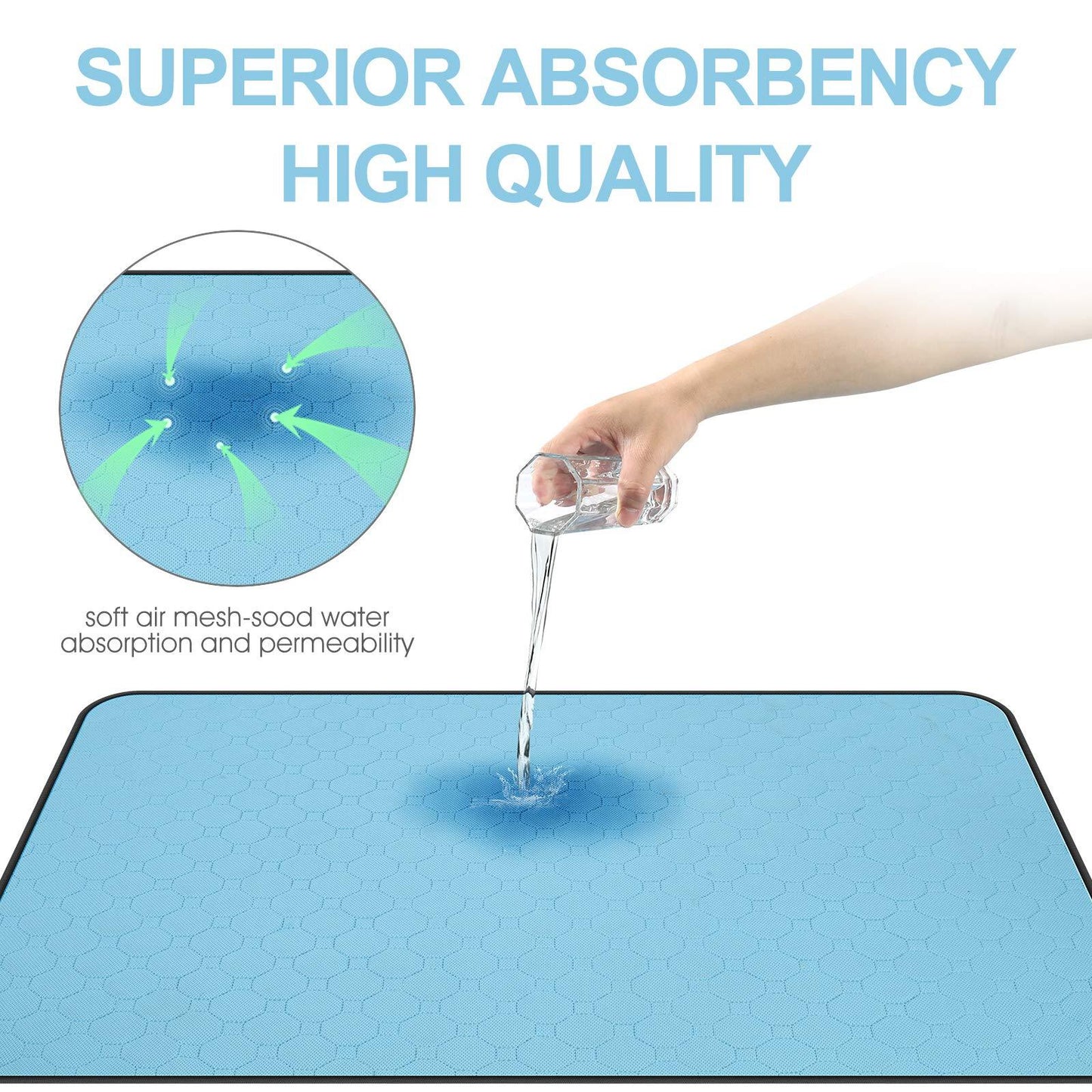 Washable Dog Urine Pad, Waterproof Toilet Training Mat, 89.5 X 59.2 Cm - 34.5 In X 23 In, Non-Slip Diaper For Puppies And Cats, 2 Packs