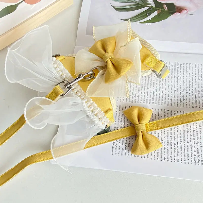 Small Cute Bow-knot Pet Harness Leash Pet Princess Nylon Kittten *Free Shipping