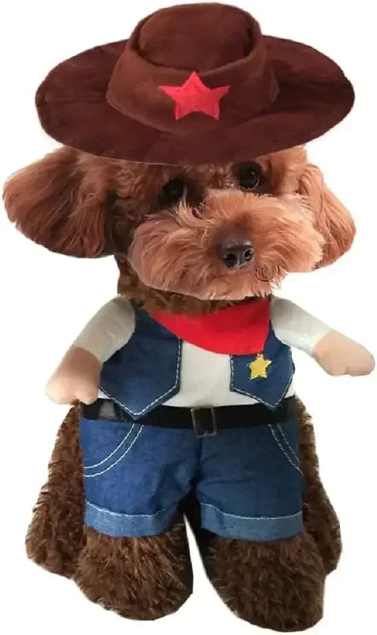 Funny Pet Halloween Costume Cowboy Clothes
