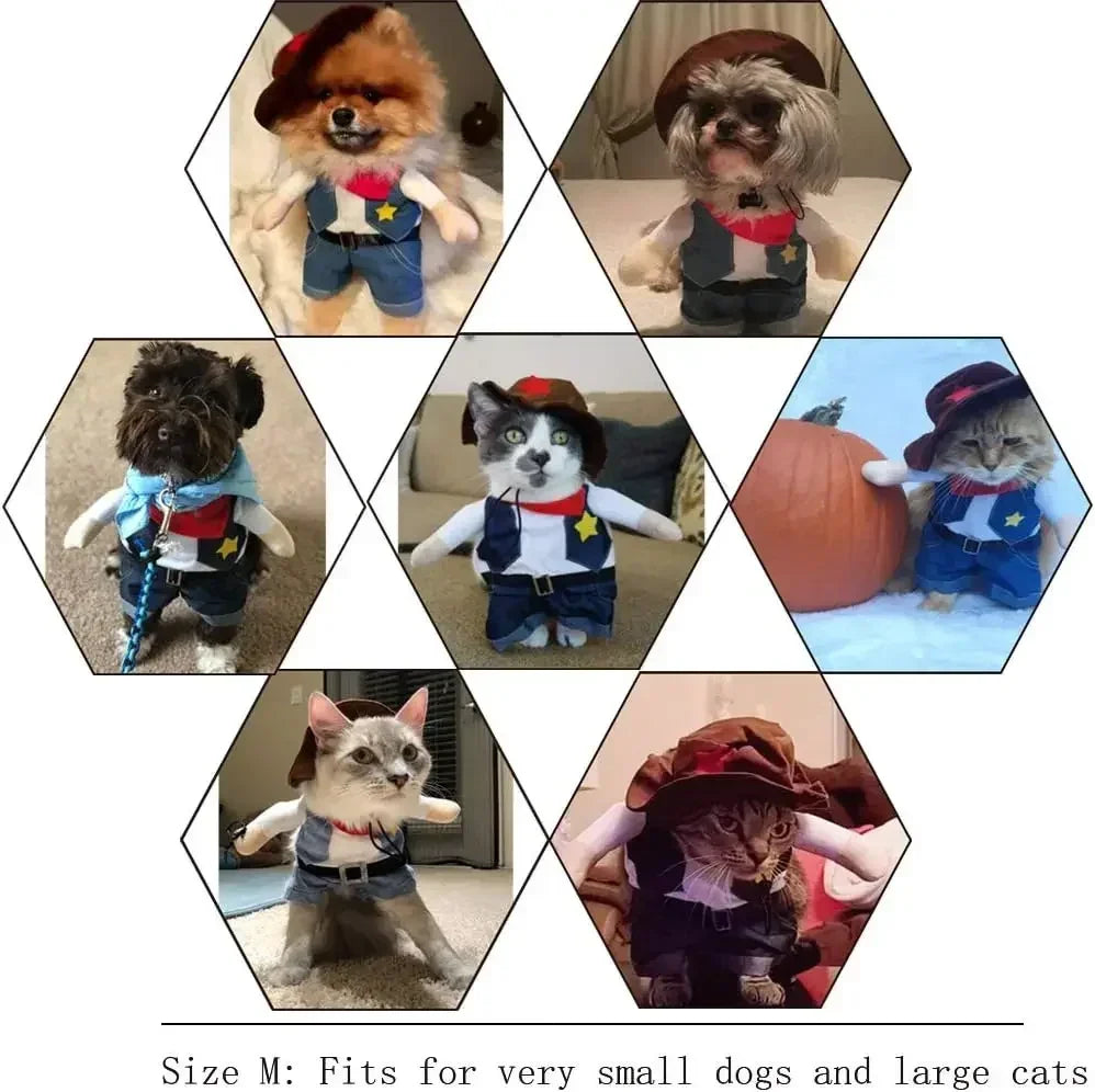 Funny Pet Halloween Costume Cowboy Clothes