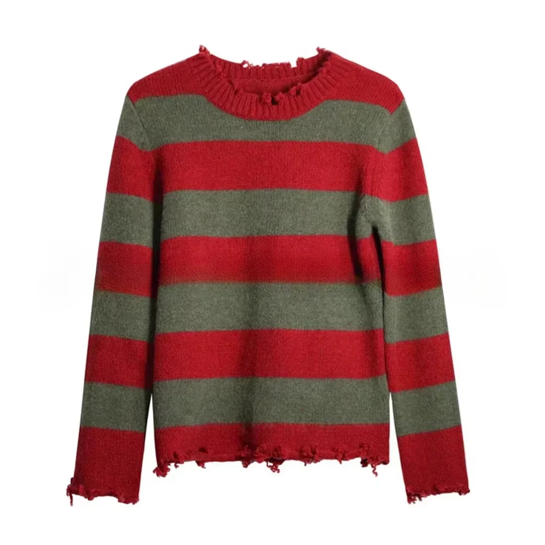 Freddy Cosplay Adult Sweater Red Striped Knitting Top Coat Hat Mask Costume *Free Shipping