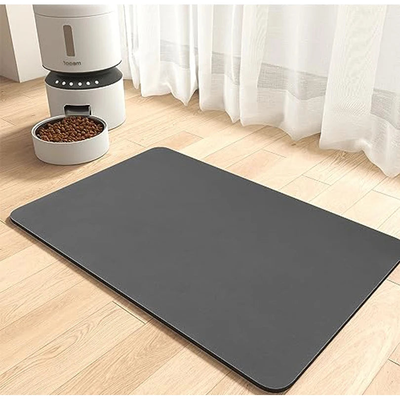 Pet Feeding Placemat for Food and Water Bowl, with Waterproof Rubber Backing, Quick Dry Water Mat for Dog Cat