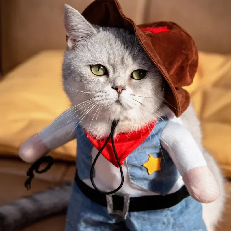 Funny Pet Halloween Costume Cowboy Clothes