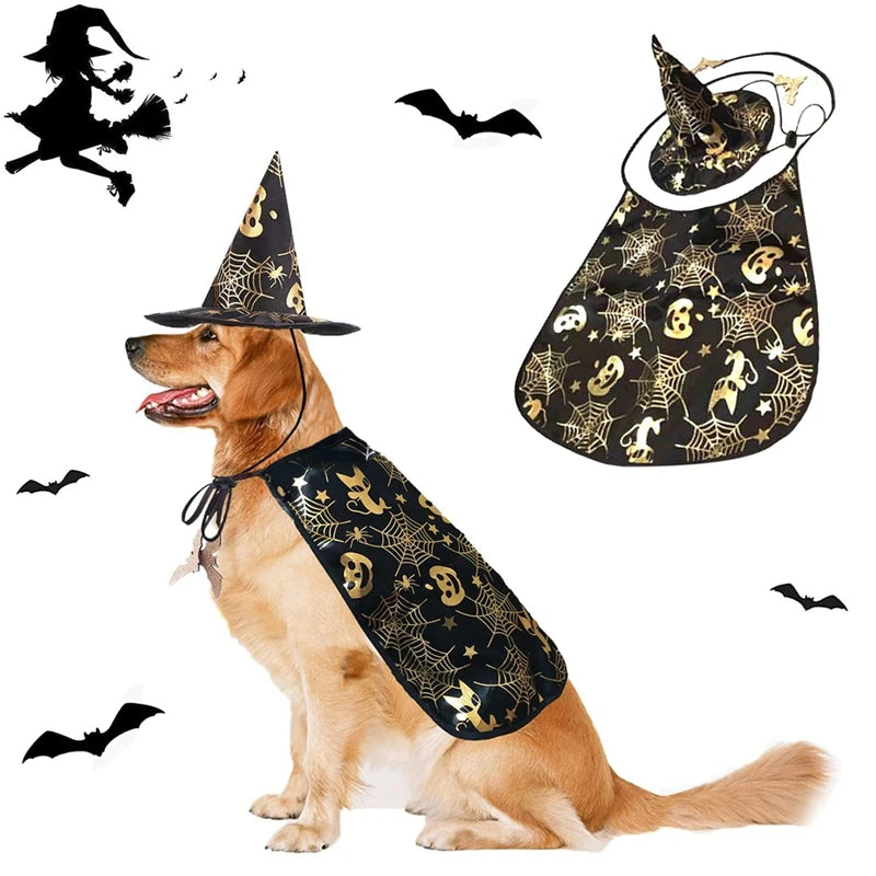 Halloween  Pet  Cape And Hat Outfit Cosplay Clothes Apparel *Free Shipping